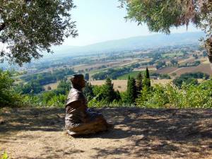 St. Francis at San Damiano, looking out over the valley in Assisi, Umbria, Italy
